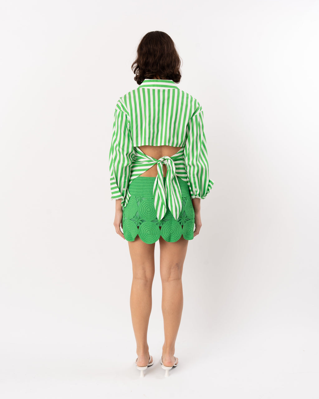 Simon Miller Loch Poplin Button-Up Shirt - Grass Green/Macadamia
