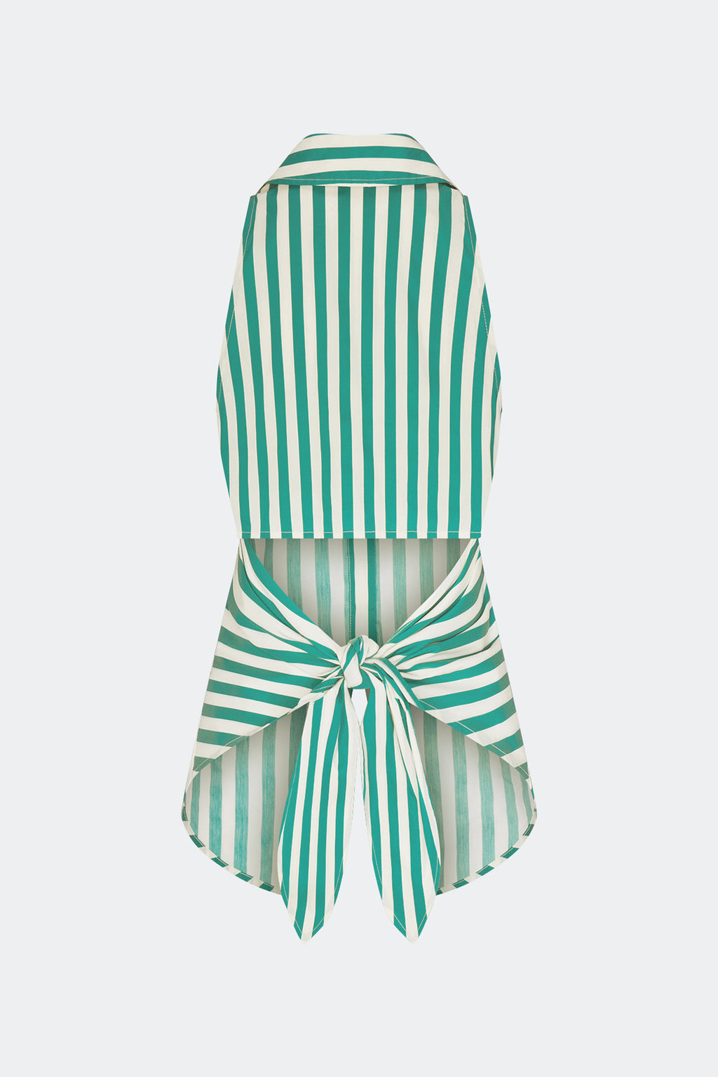 Simon Miller Loch Sleeveless Poplin Button Up Top - Teal/Cream Stripe