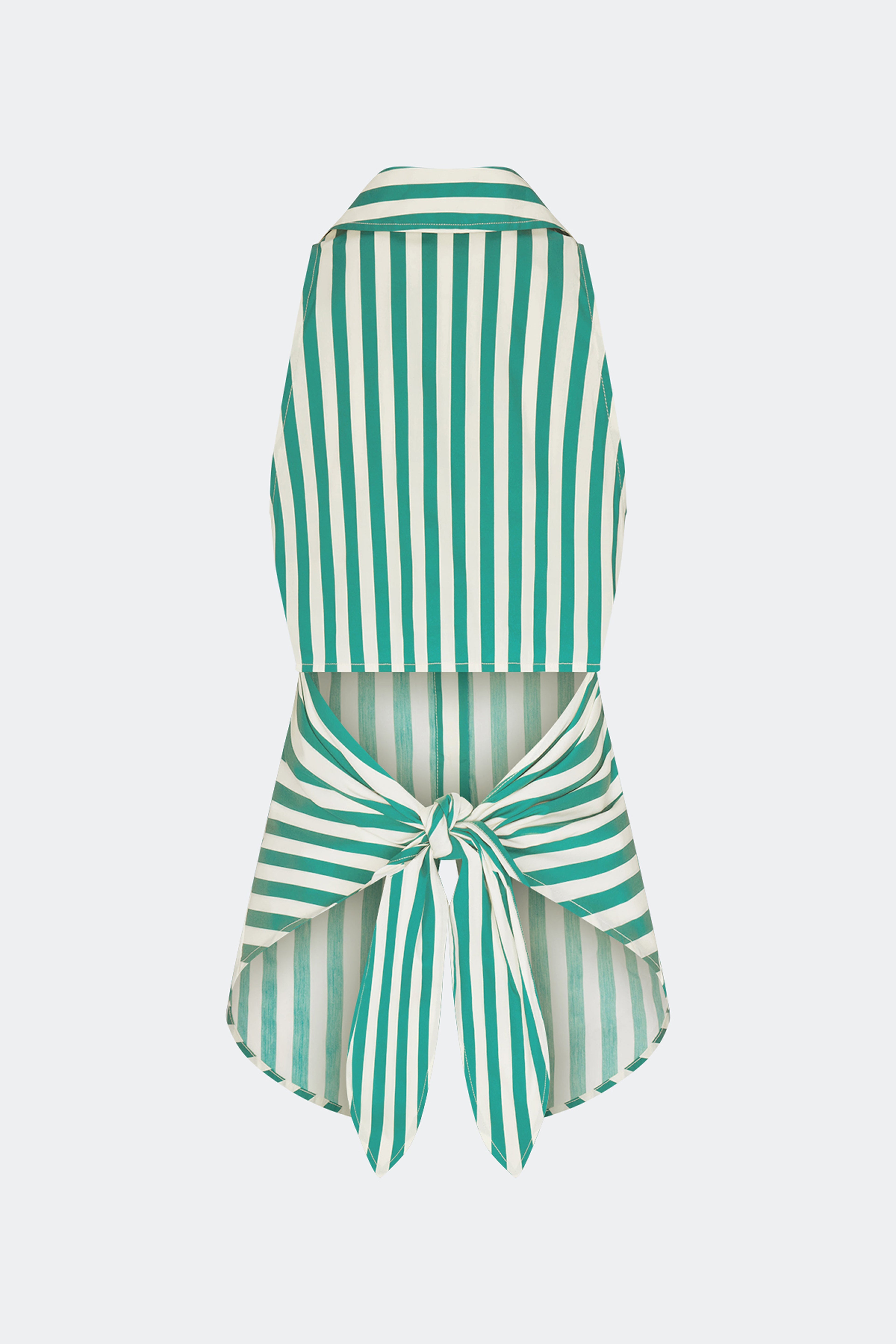 Simon Miller Loch Sleeveless Poplin Button Up Top - Teal/Cream Stripe