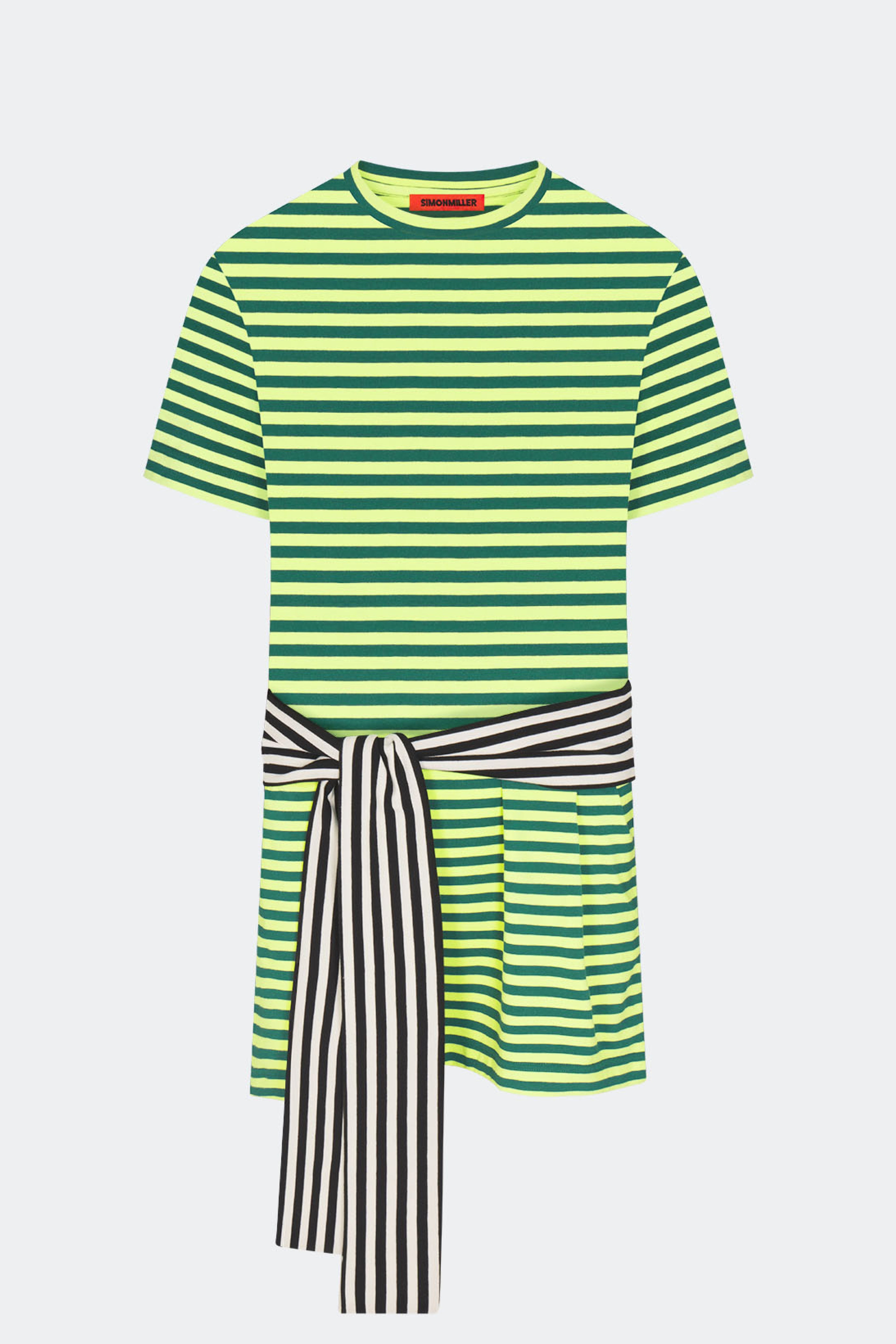 Simon Miller Lottie T-Shirt Dress - Lime Stripe Combo
