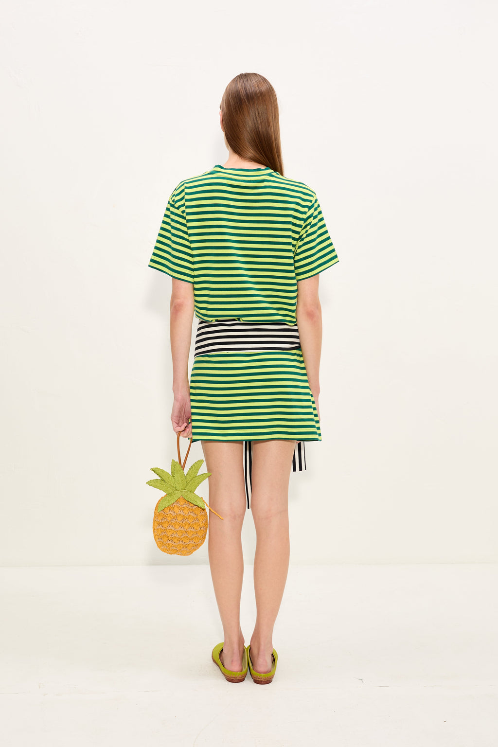 Simon Miller Lottie T-Shirt Dress - Lime Stripe Combo