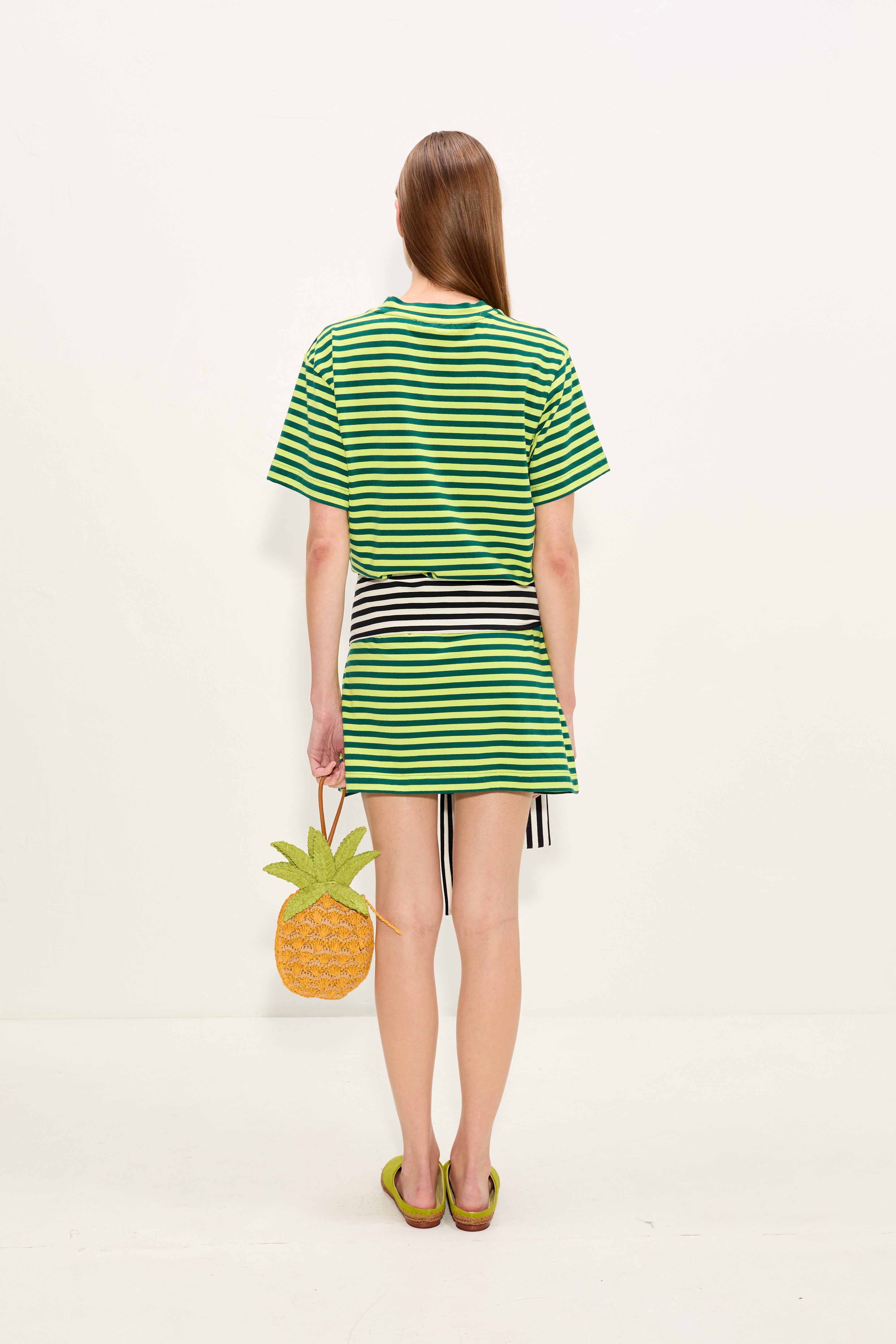 Simon Miller Lottie T-Shirt Dress - Lime Stripe Combo