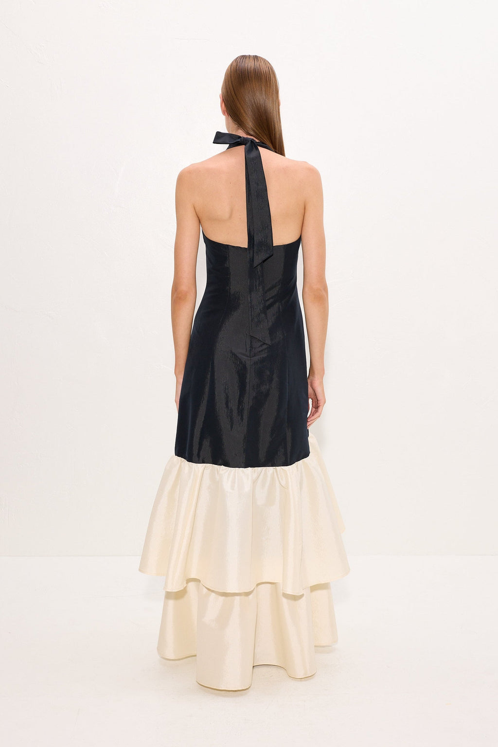 Simon Miller Magnolia Taffeta Halter Dress - Black/Bone