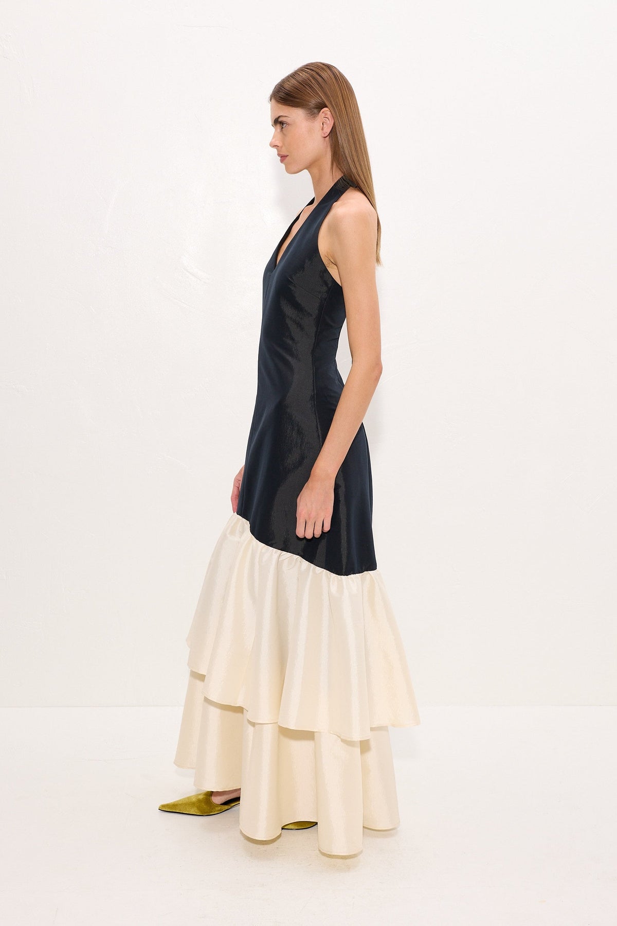 Simon Miller Magnolia Taffeta Halter Dress - Black/Bone