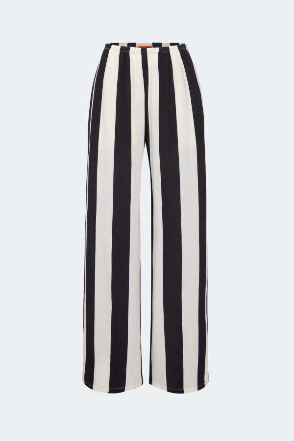 Simon Miller Nella Crepe Wide Leg Pant - Black/White Stripe