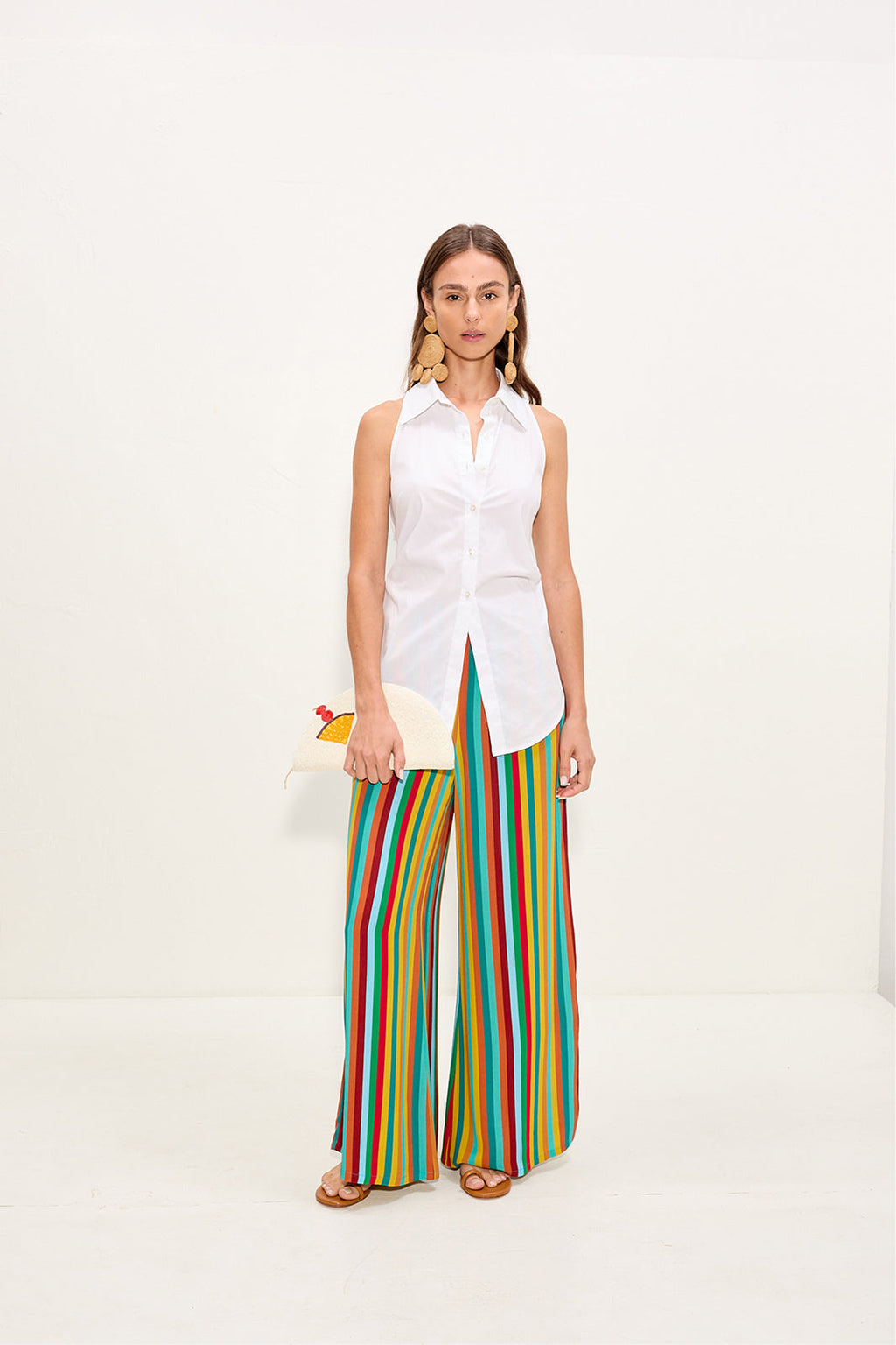 Simon Miller Nella Crepe Wide Leg Pant - Vibrant Multi Stripe