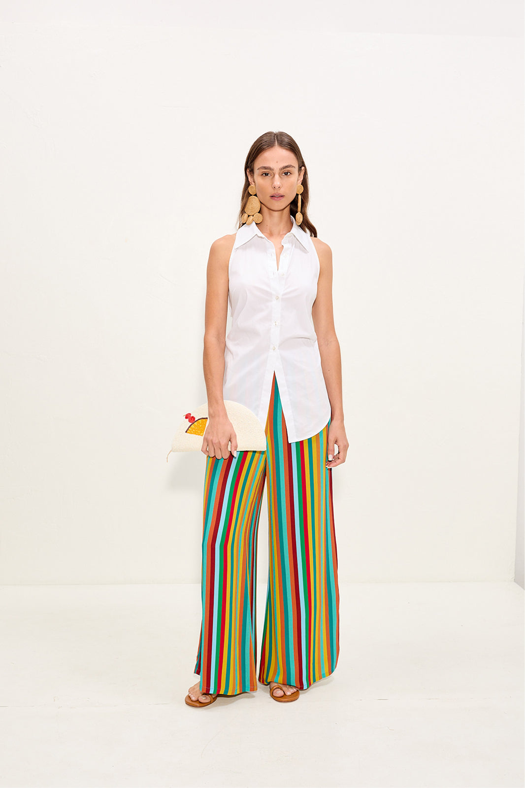 Simon Miller Nella Crepe Wide Leg Pant - Vibrant Multi Stripe