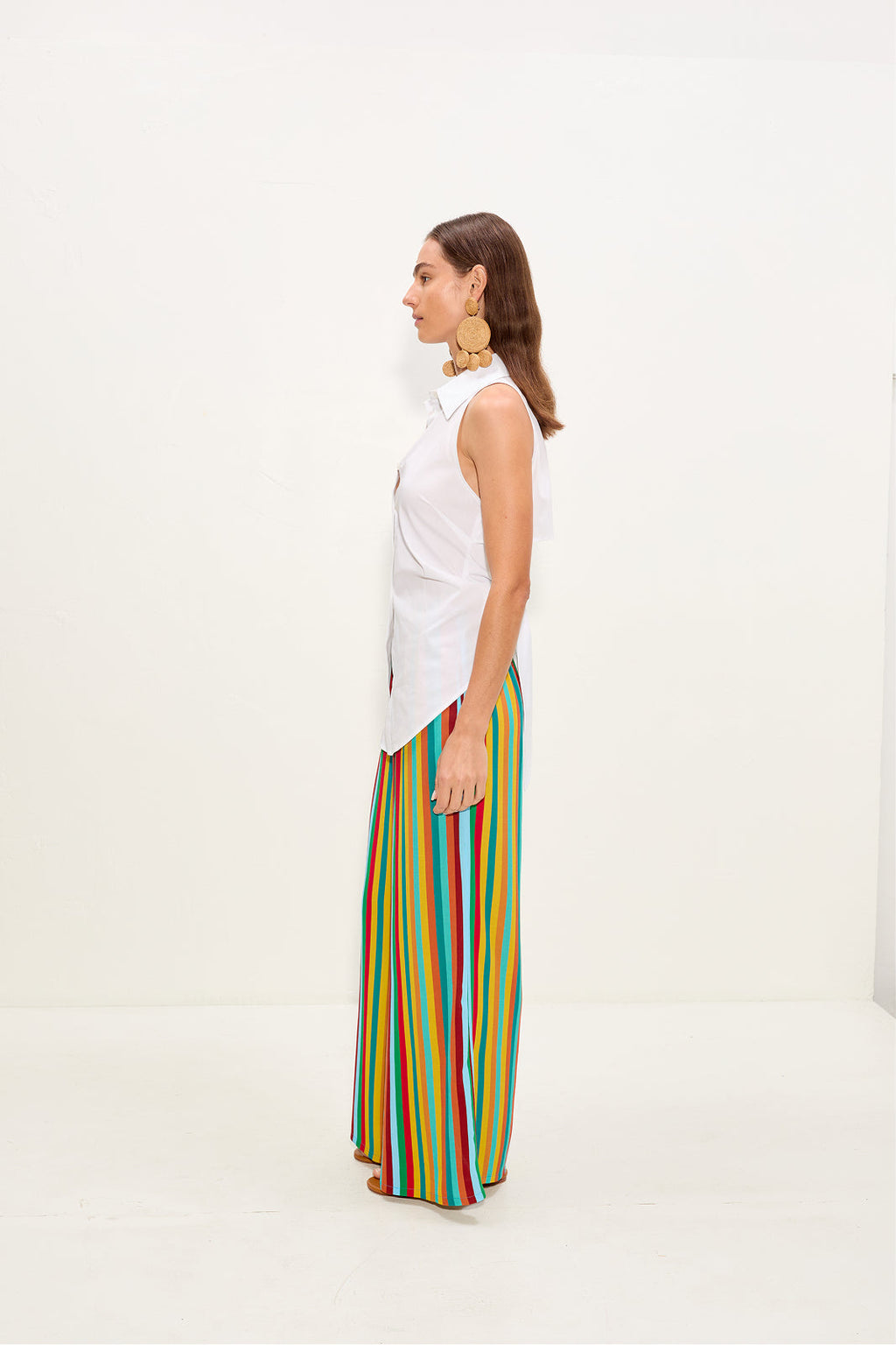 Simon Miller Nella Crepe Wide Leg Pant - Vibrant Multi Stripe