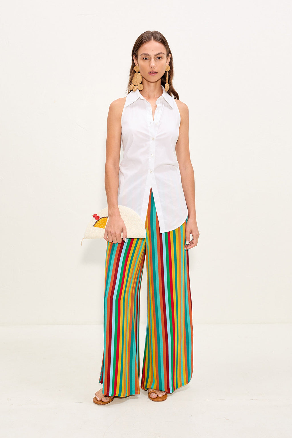 Simon Miller Nella Crepe Wide Leg Pant - Vibrant Multi Stripe