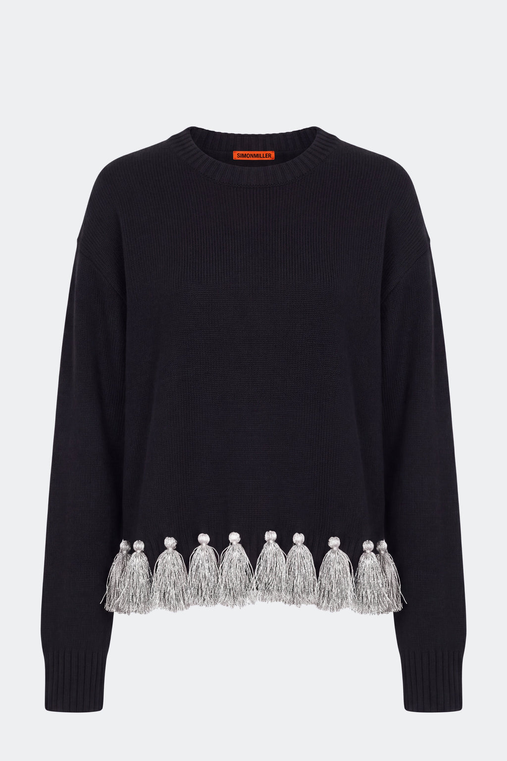 Simon Miller Roni Metallic Tassel Sweater - Black/Satellite Silver