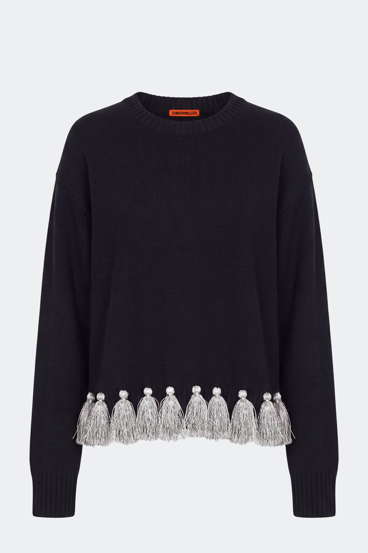 Simon Miller Roni Metallic Tassel Sweater - Black/Satellite Silver
