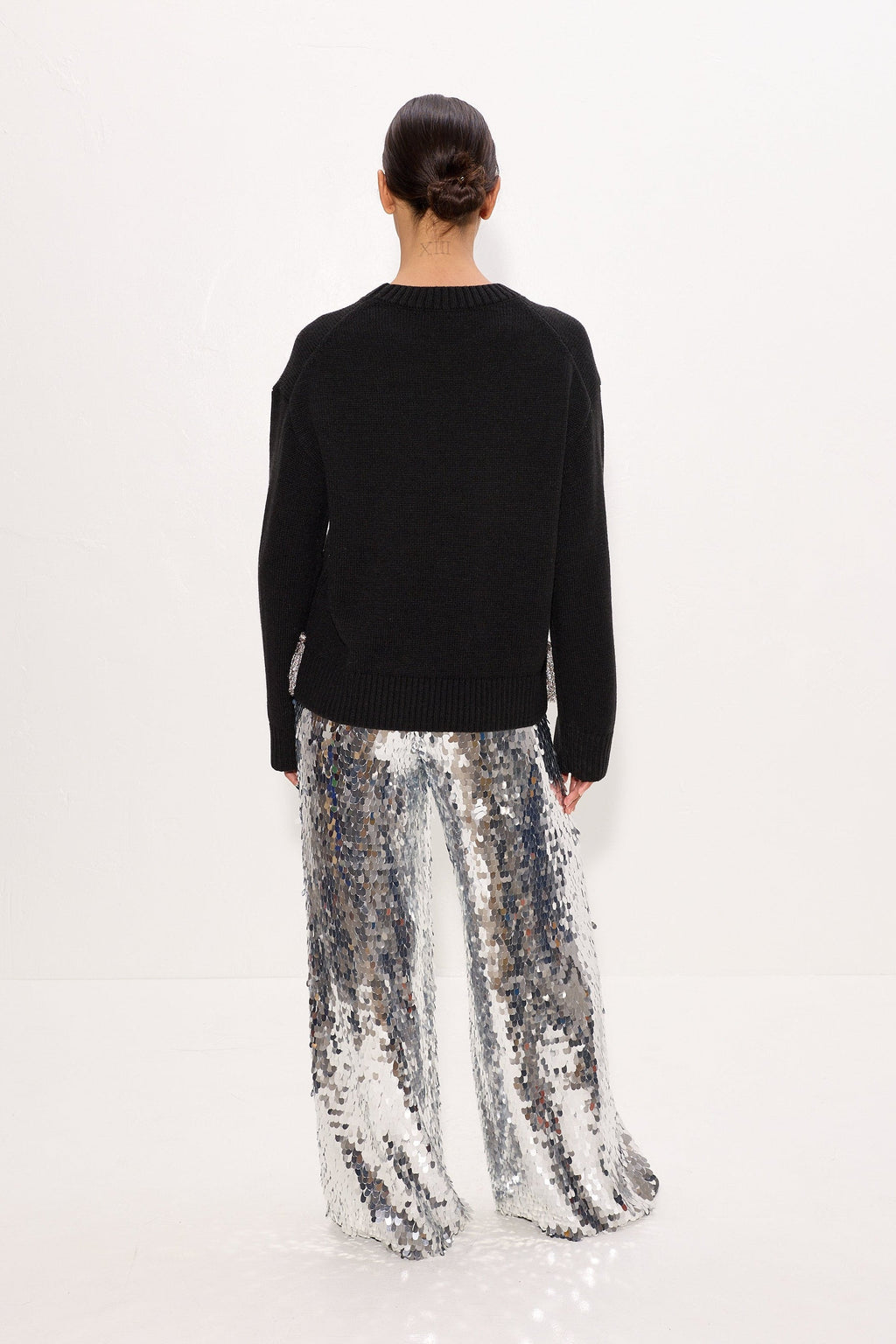 Simon Miller Roni Metallic Tassel Sweater - Black/Satellite Silver