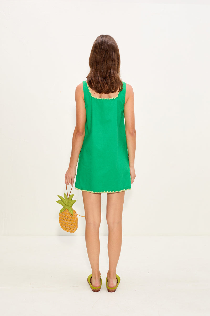 Simon Miller Sahara Embroidered Linen Dress - Grass Green