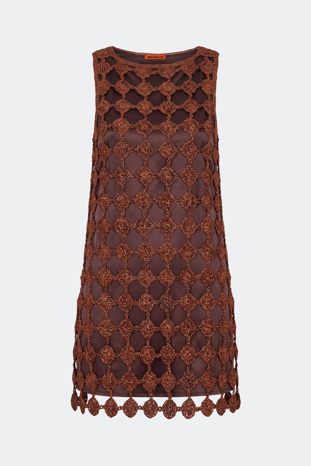 Simon Miller Sina Crochet Mini Dress - Copper/Choco Brown