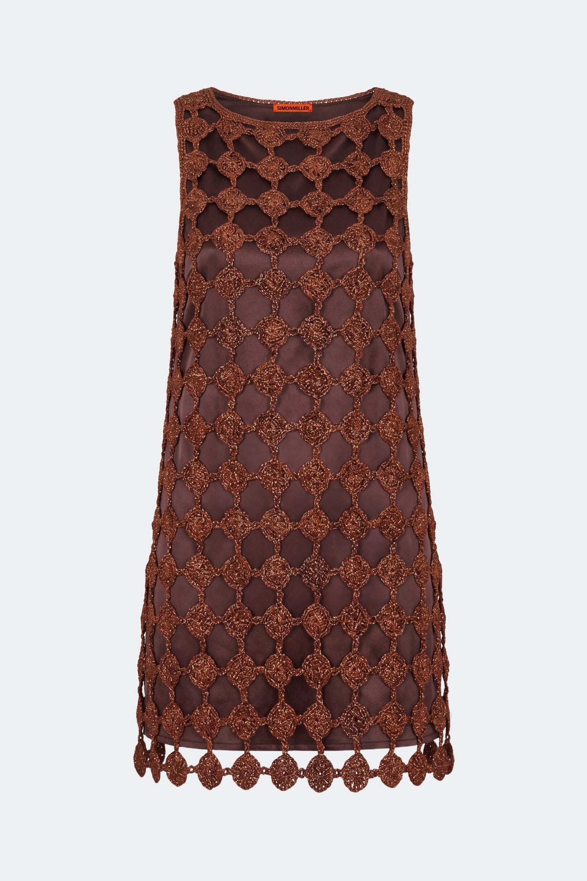 Simon Miller Sina Crochet Mini Dress - Copper/Choco Brown