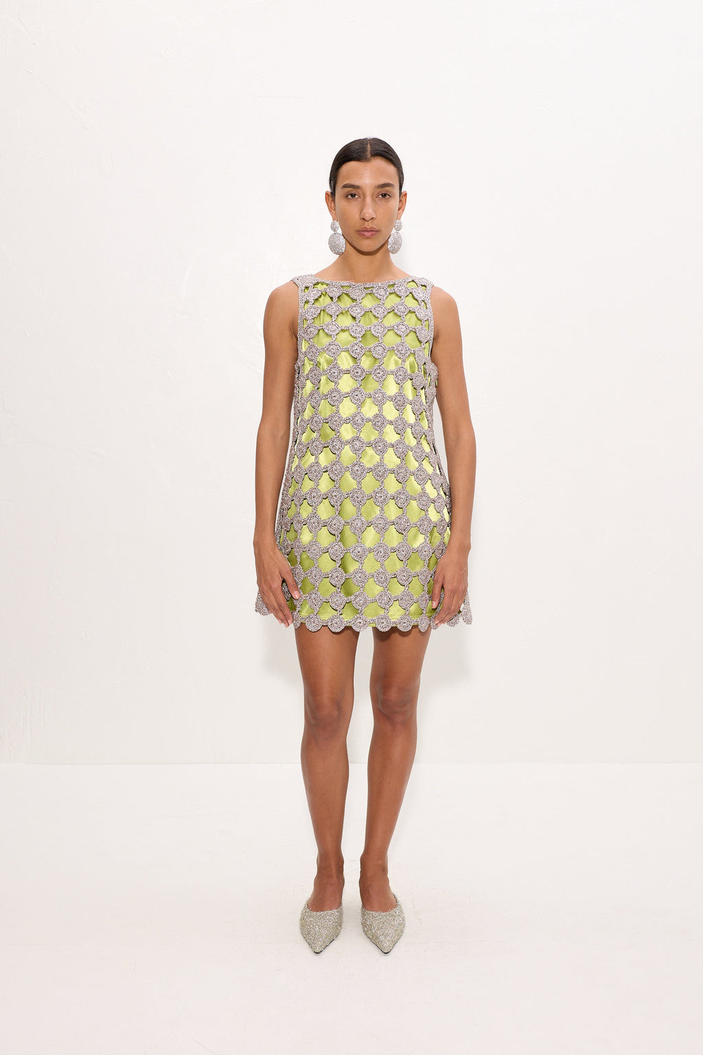 Simon Miller Sina Crochet Mini Dress - Moss/Satellite Silver