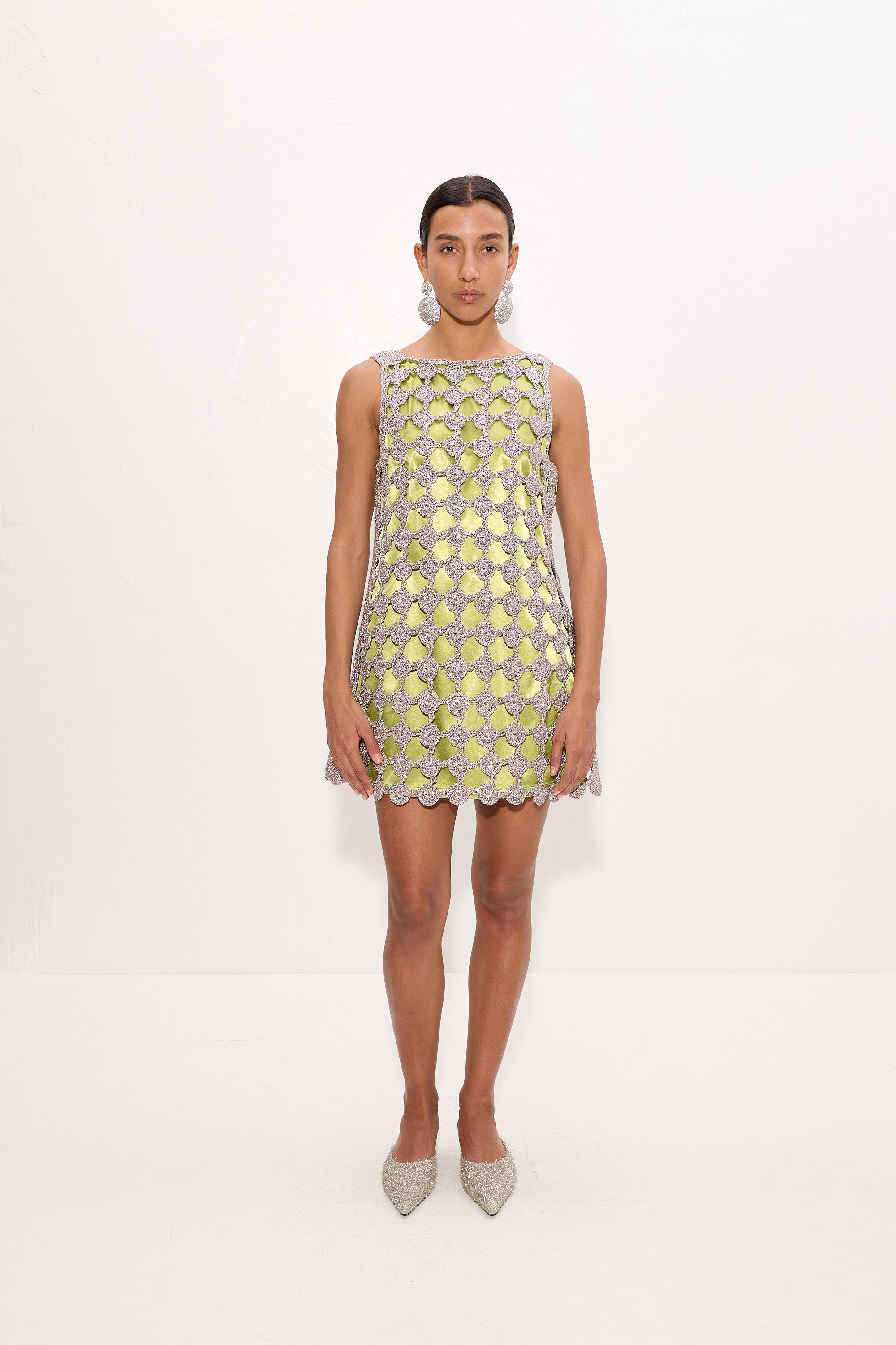 Simon Miller Sina Crochet Mini Dress - Moss/Satellite Silver