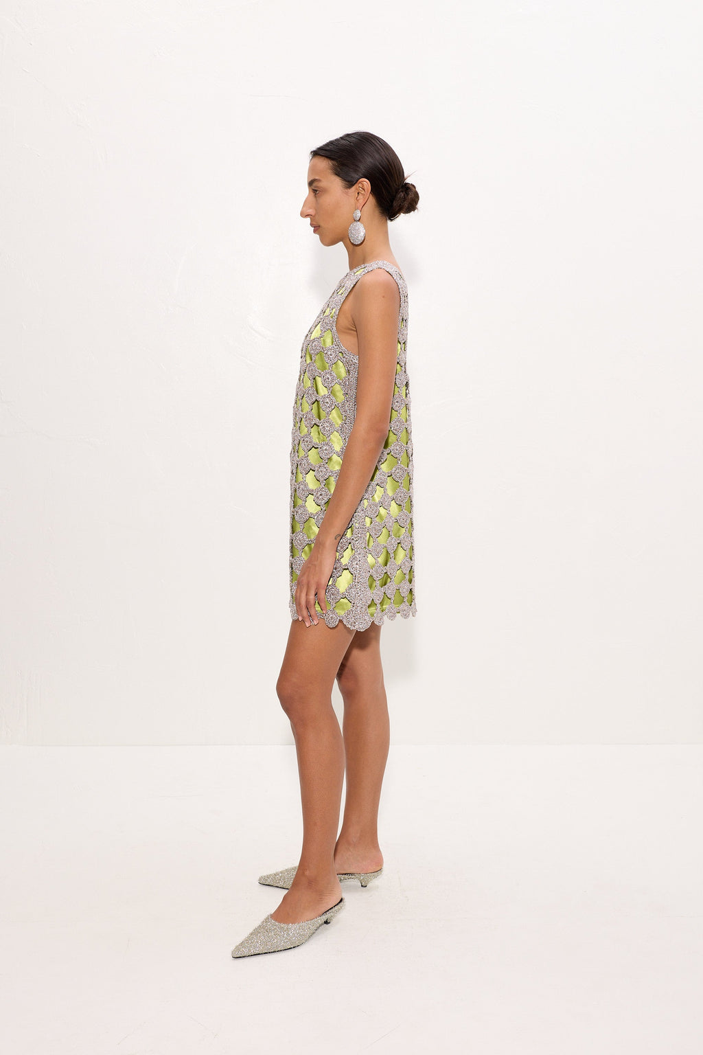 Simon Miller Sina Crochet Mini Dress - Moss/Satellite Silver