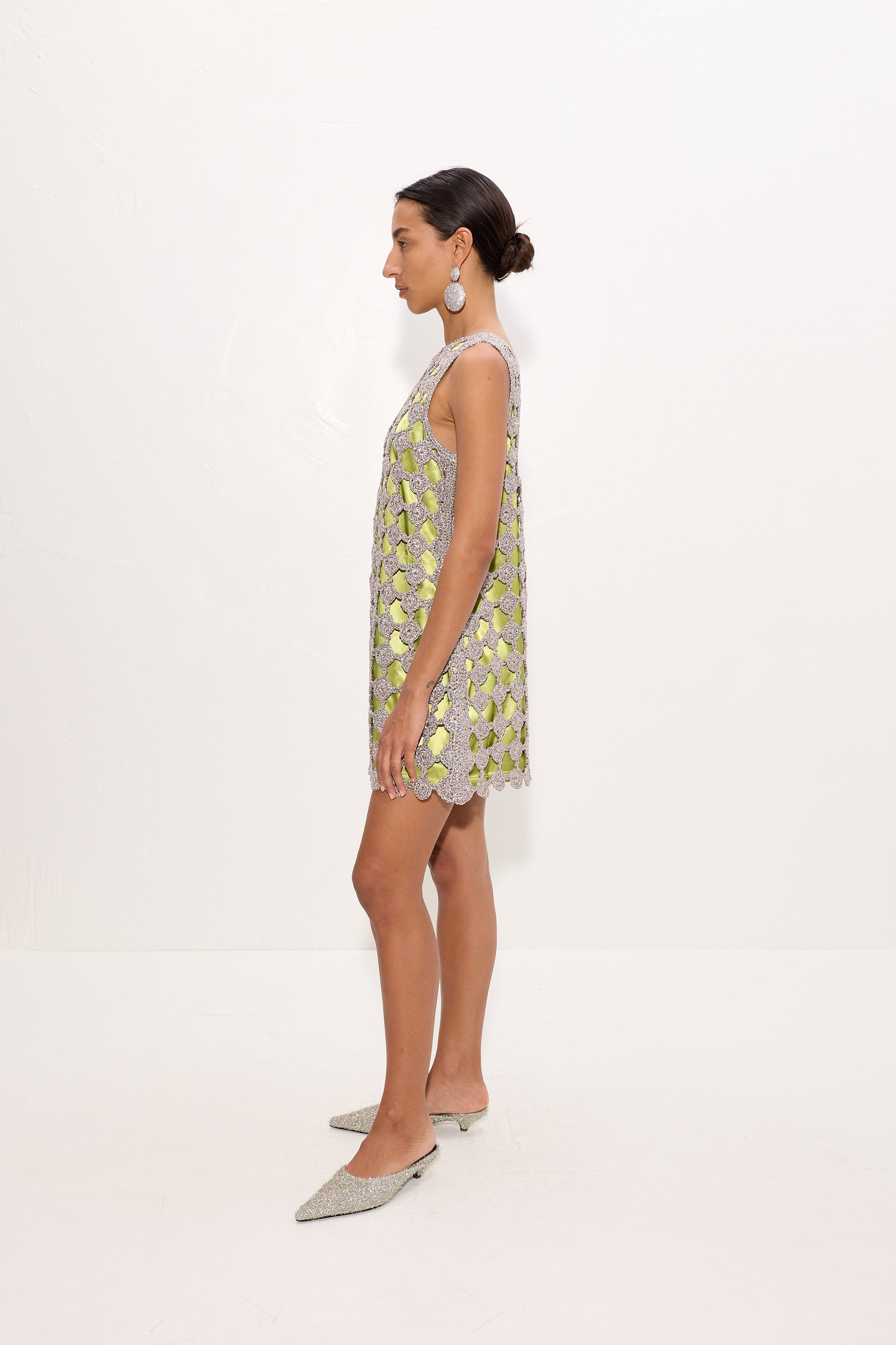 Simon Miller Sina Crochet Mini Dress - Moss/Satellite Silver