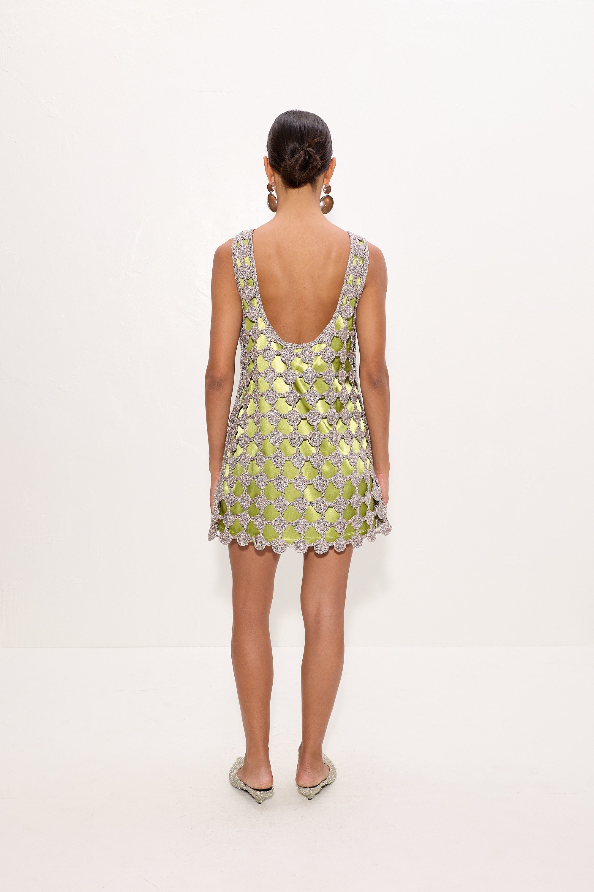 Simon Miller Sina Crochet Mini Dress - Moss/Satellite Silver