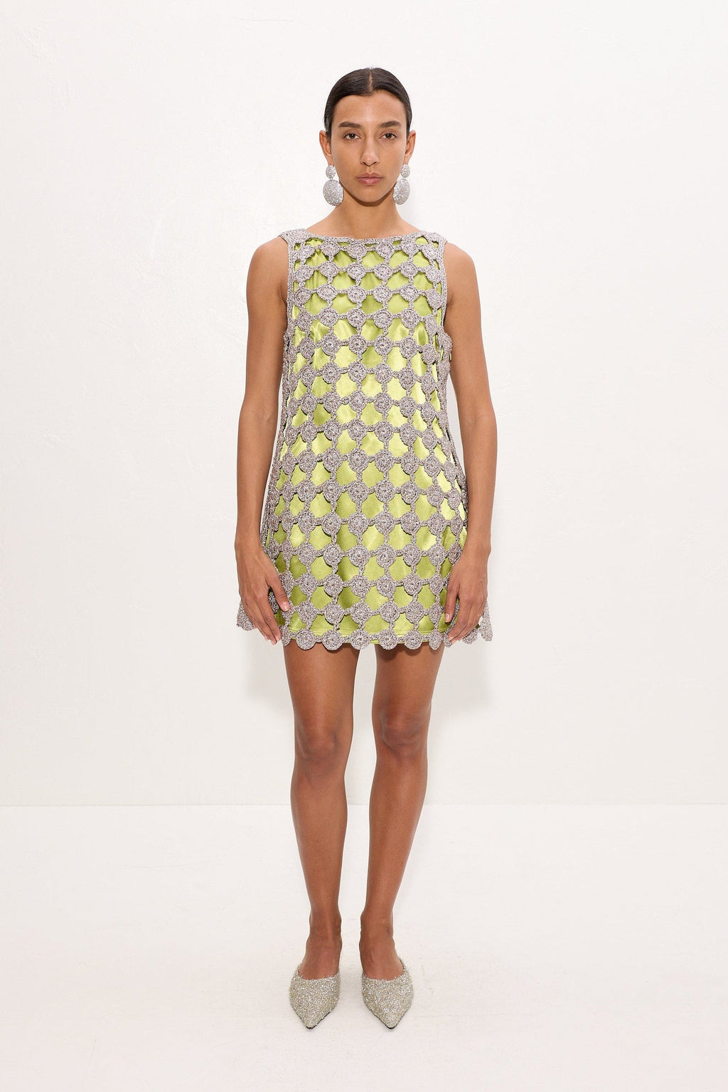 Simon Miller Sina Crochet Mini Dress - Moss/Satellite Silver