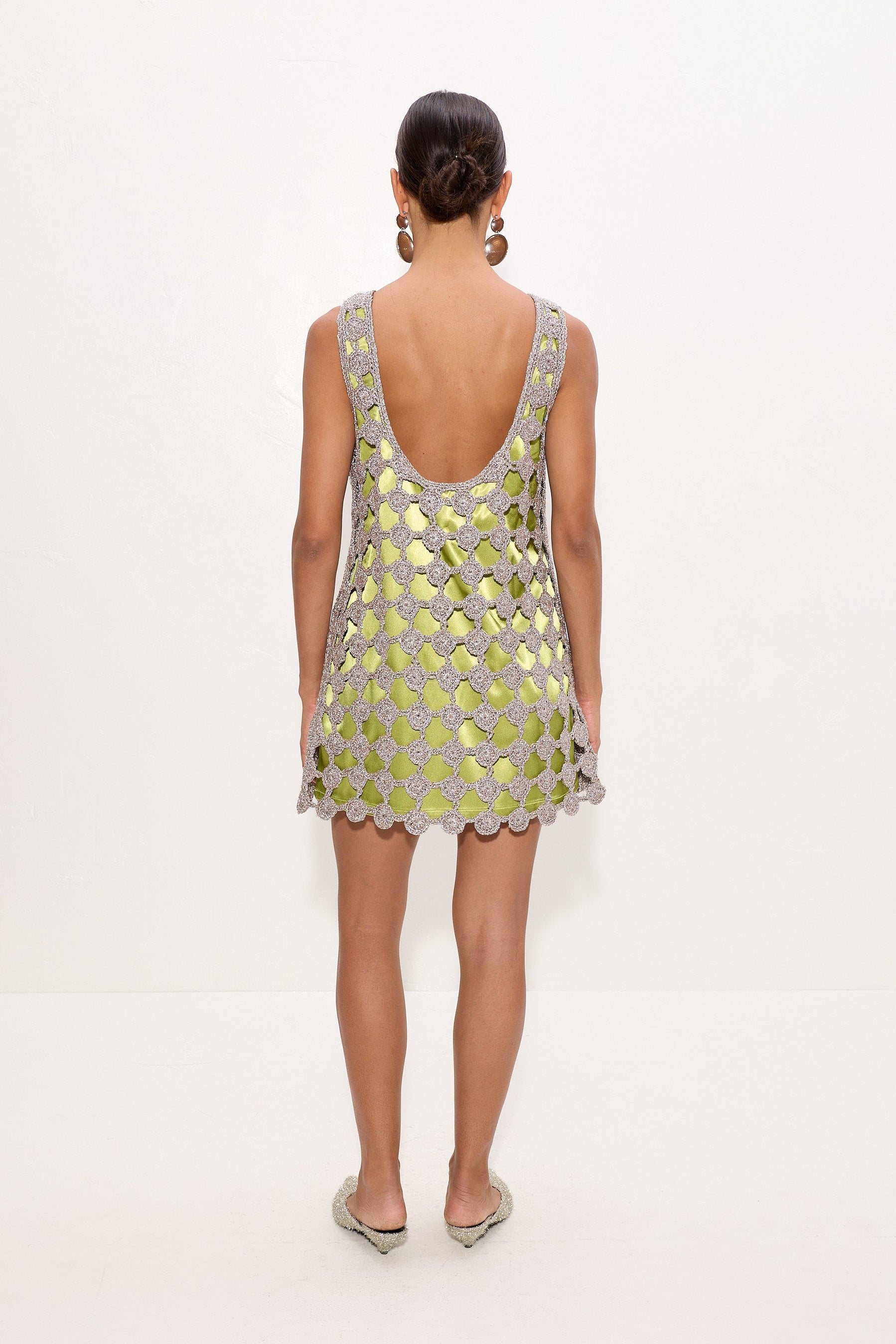 Simon Miller Sina Crochet Mini Dress - Moss/Satellite Silver