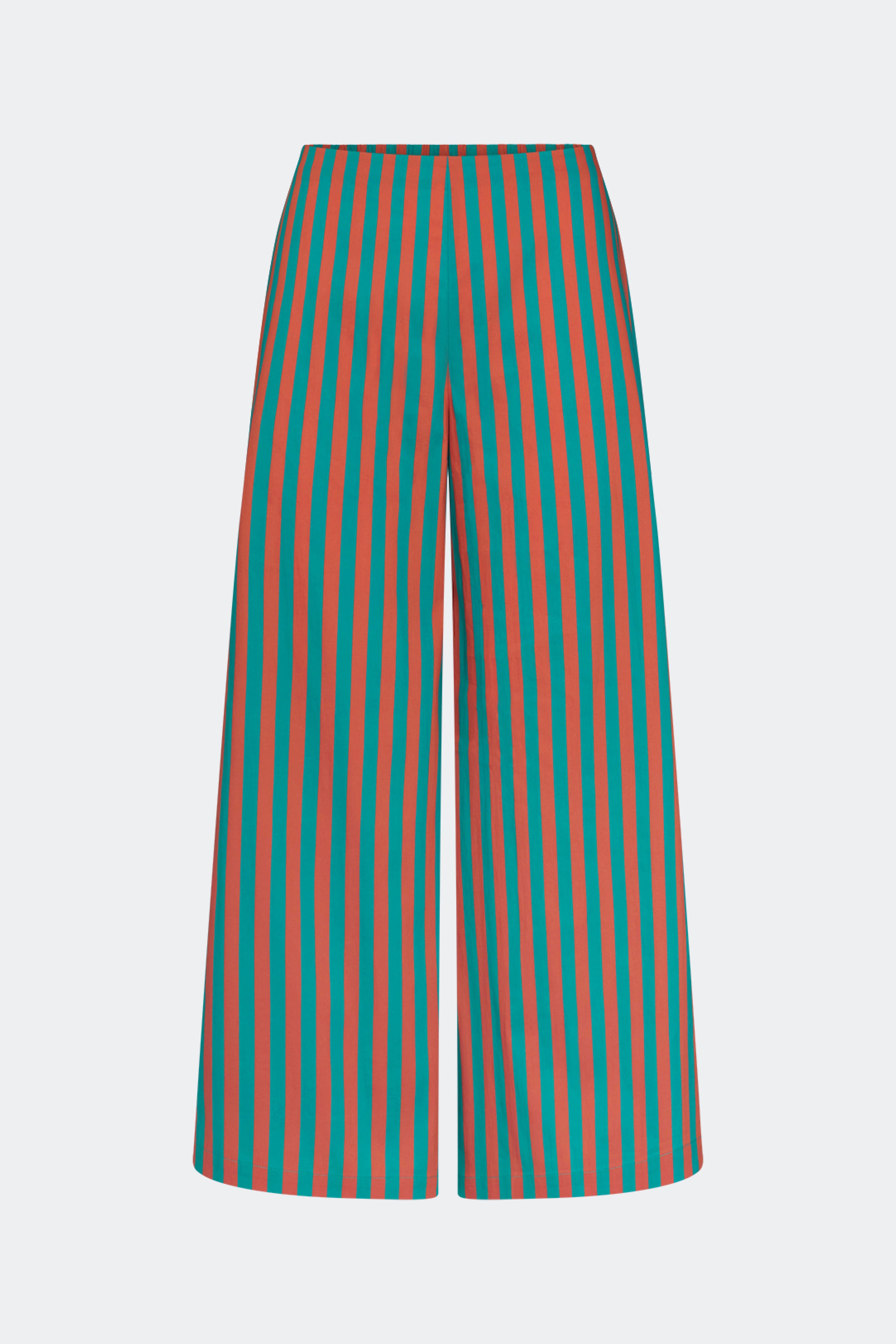 Simon Miller Toni Poplin Pant - Teal/Brick Stripe