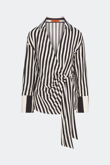 Simon Miller Vietta Crepe Top - Black/White Stripe