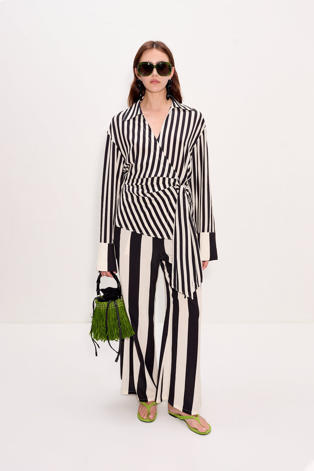 Simon Miller Vietta Crepe Top - Black/White Stripe