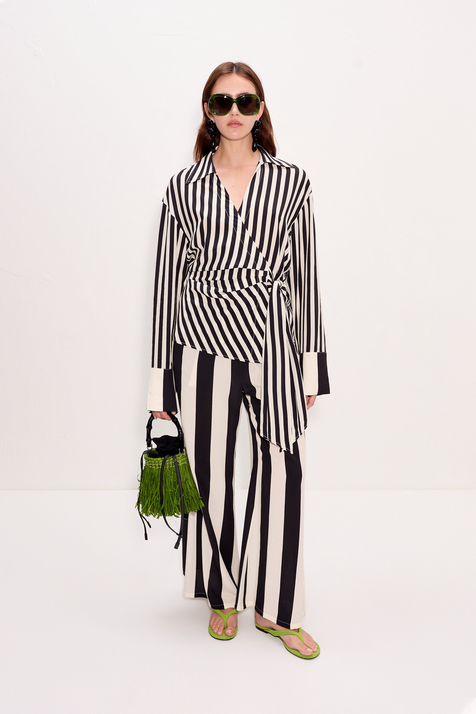 Simon Miller Vietta Crepe Top - Black/White Stripe