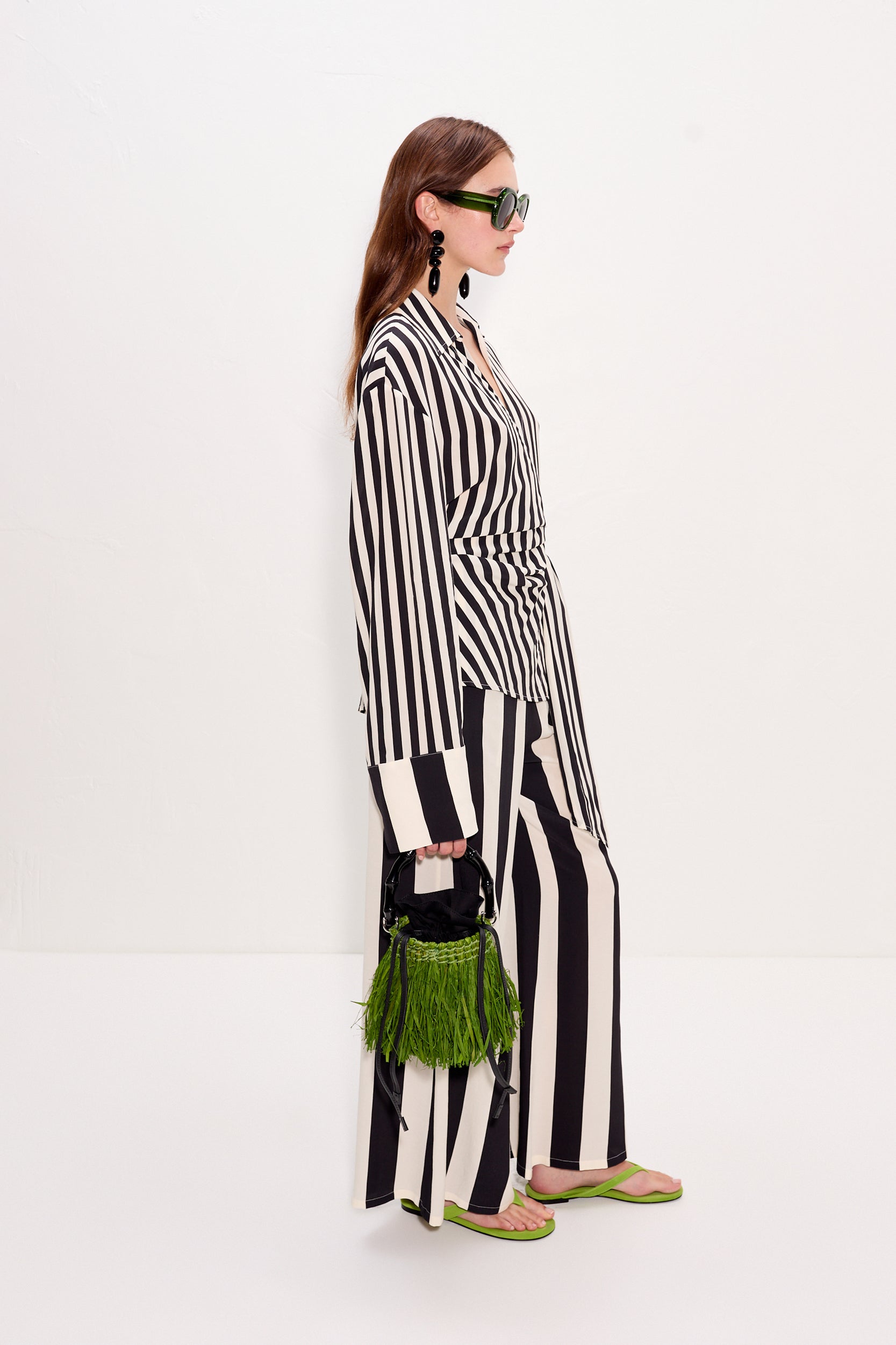 Simon Miller Vietta Crepe Top - Black/White Stripe