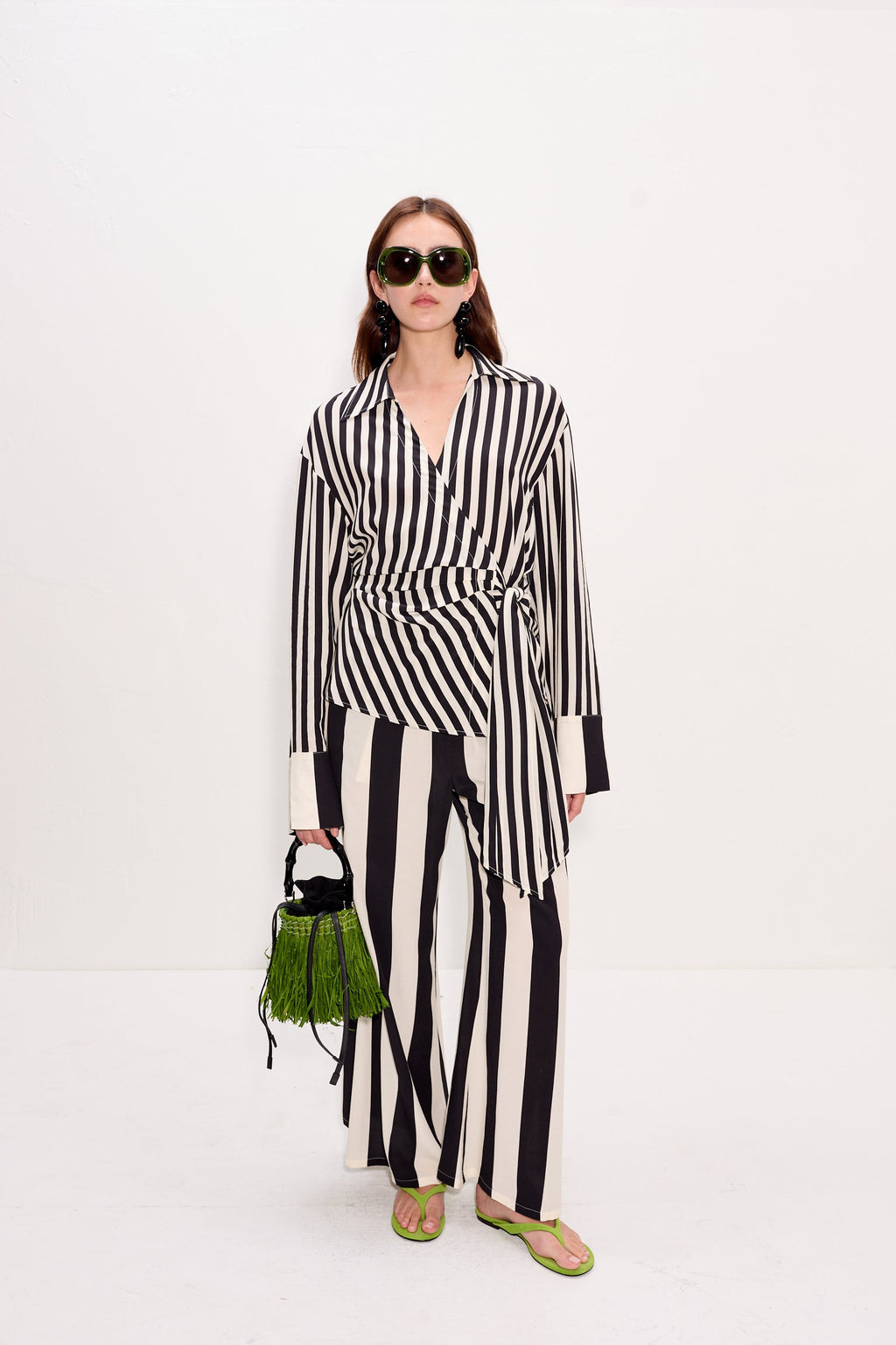 Simon Miller Vietta Crepe Top - Black/White Stripe