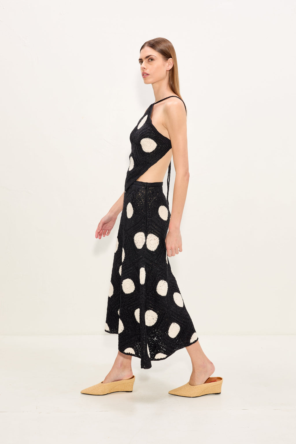 Simon Miller Zorah Crochet Skirt - Black/Macadamia Polka Dot