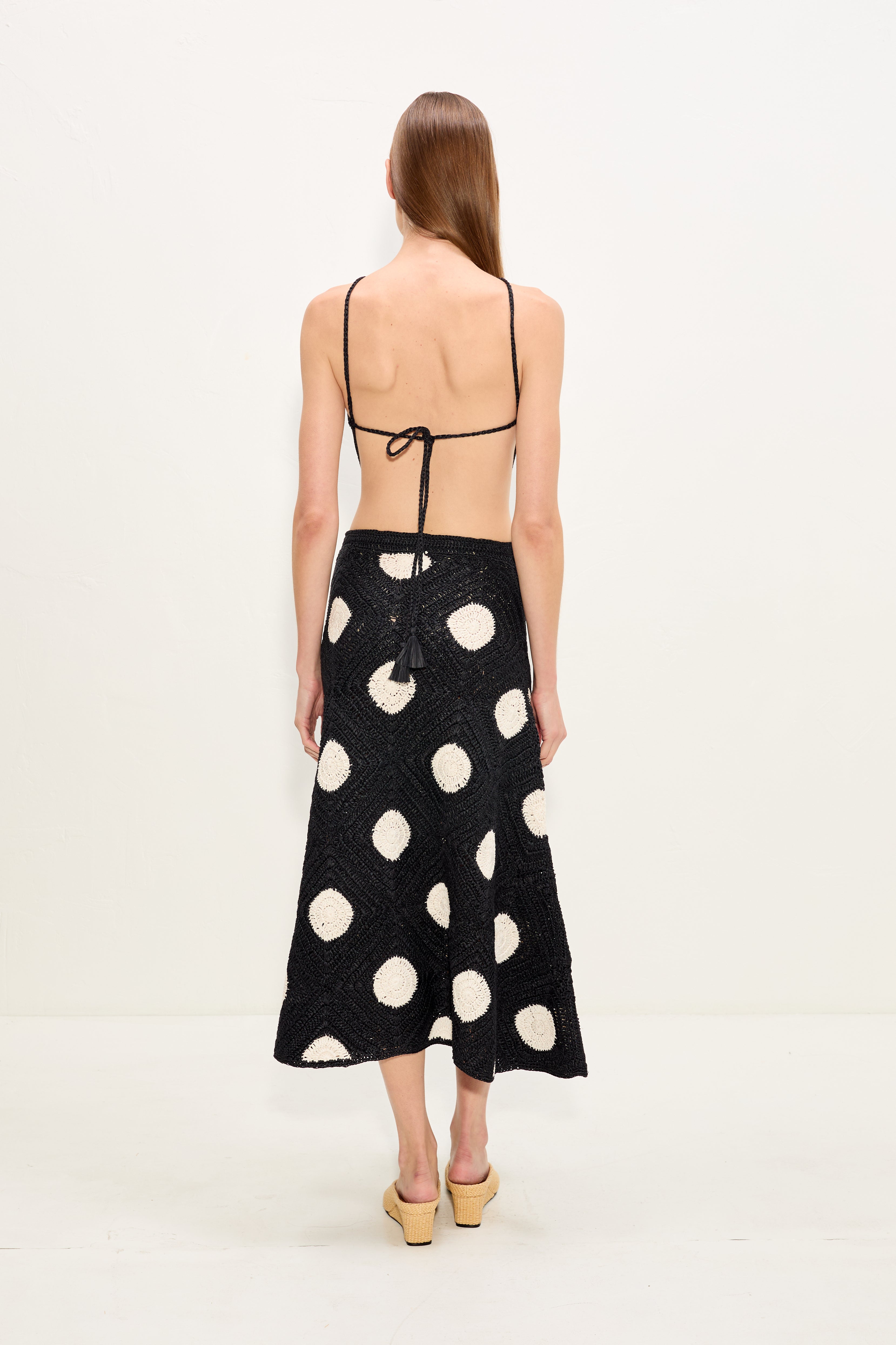 Simon Miller Zorah Crochet Skirt - Black/Macadamia Polka Dot