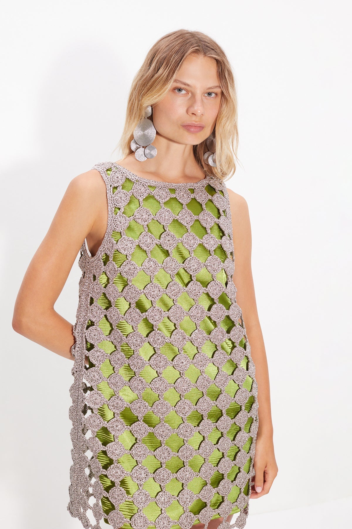 Simon Miller Sina Crochet Mini Dress - Moss/Satellite Silver