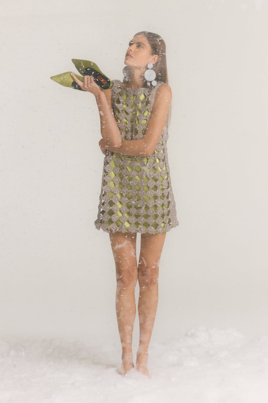 Simon Miller Sina Crochet Mini Dress - Moss/Satellite Silver