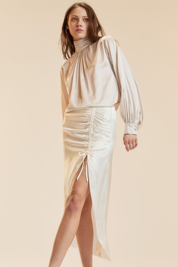 Cynthia Rowley Siren Ruched Skirt - White