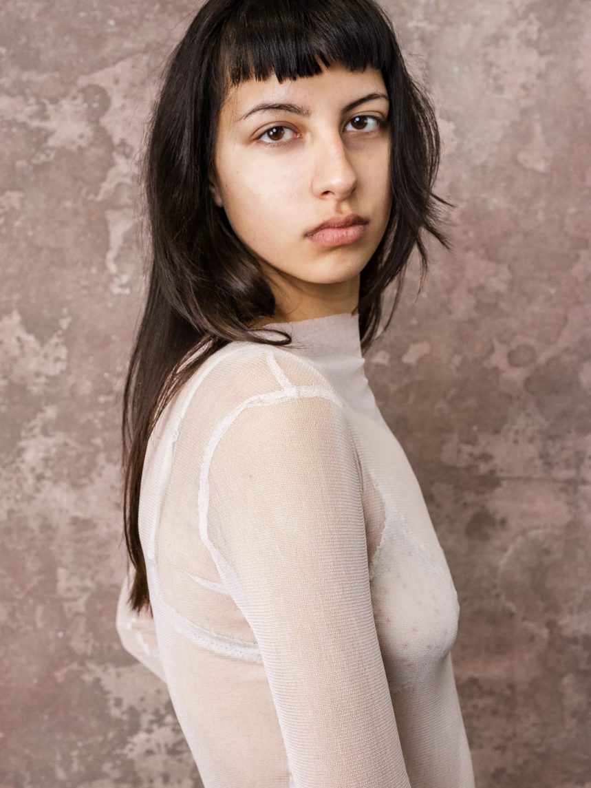 Sula Clothing LTD. Slash Neck Silk Tulle Tee