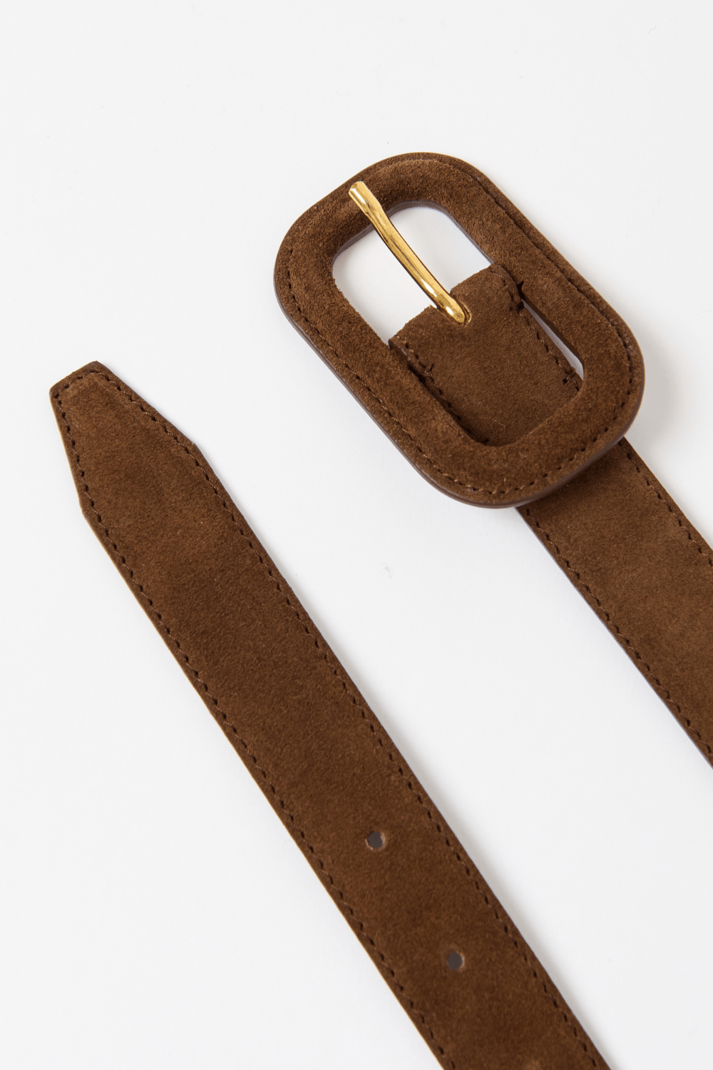 Totême Slim Covered Buckle Suede Belt - Dark Brown