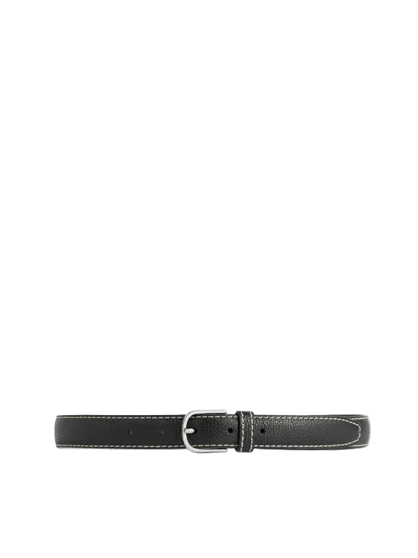 Totême Slim Grained Leather Belt - Black