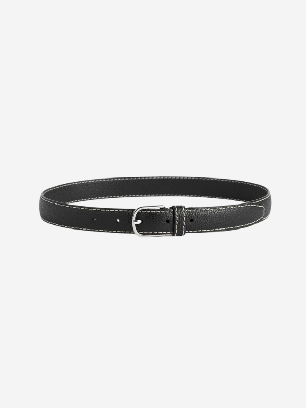 Totême Slim Grained Leather Belt - Black