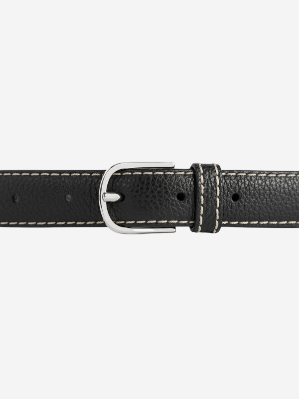 Totême Slim Grained Leather Belt - Black