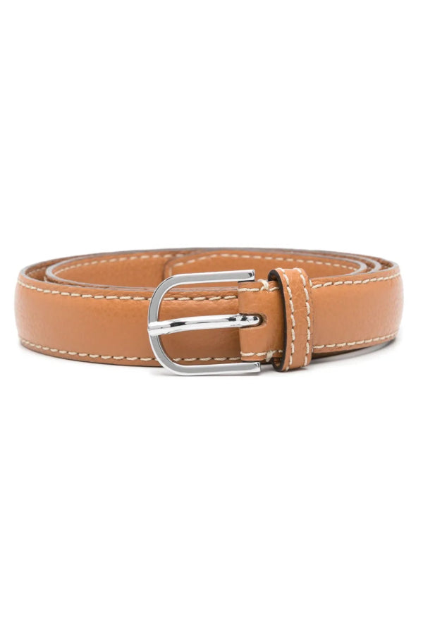Totême Slim Grained Leather Belt - Tan