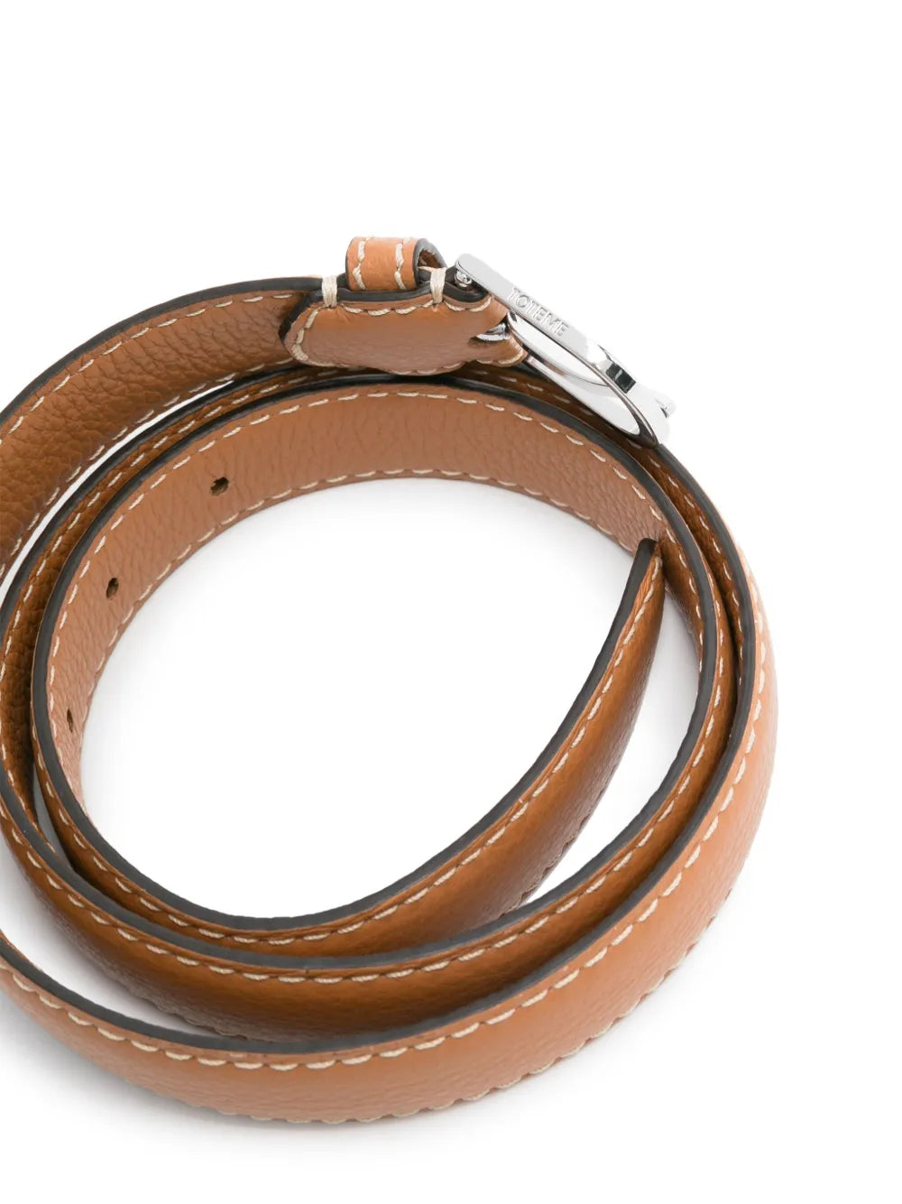 Totême Slim Grained Leather Belt - Tan