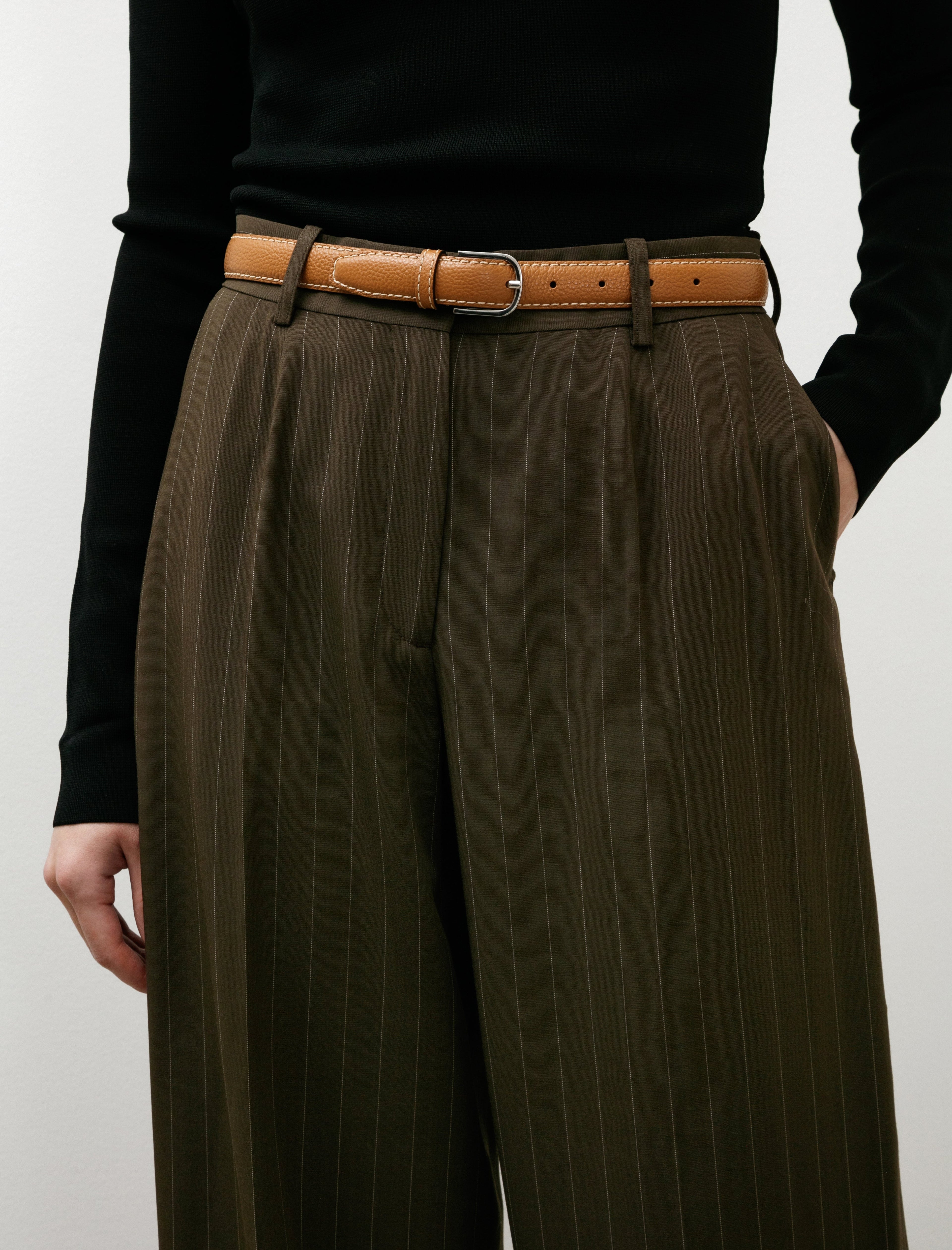 Totême Slim Grained Leather Trouser Belt - Tan