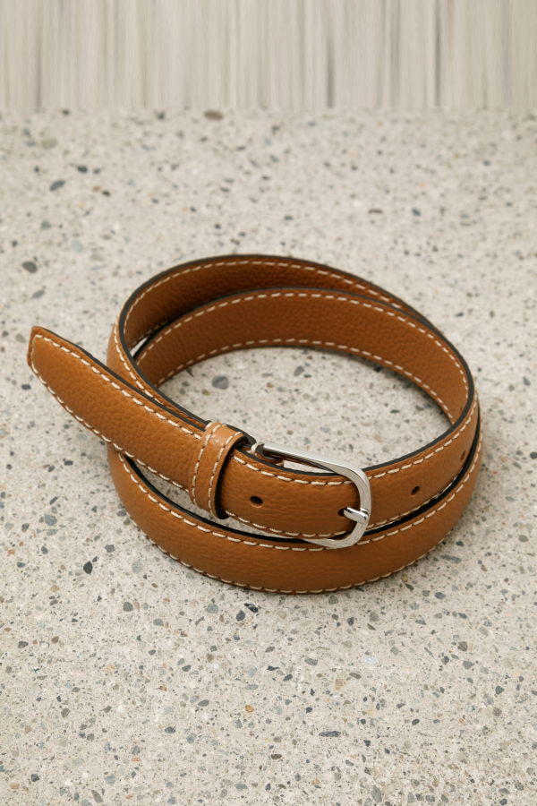 Totême Slim Grained Leather Trouser Belt - Tan