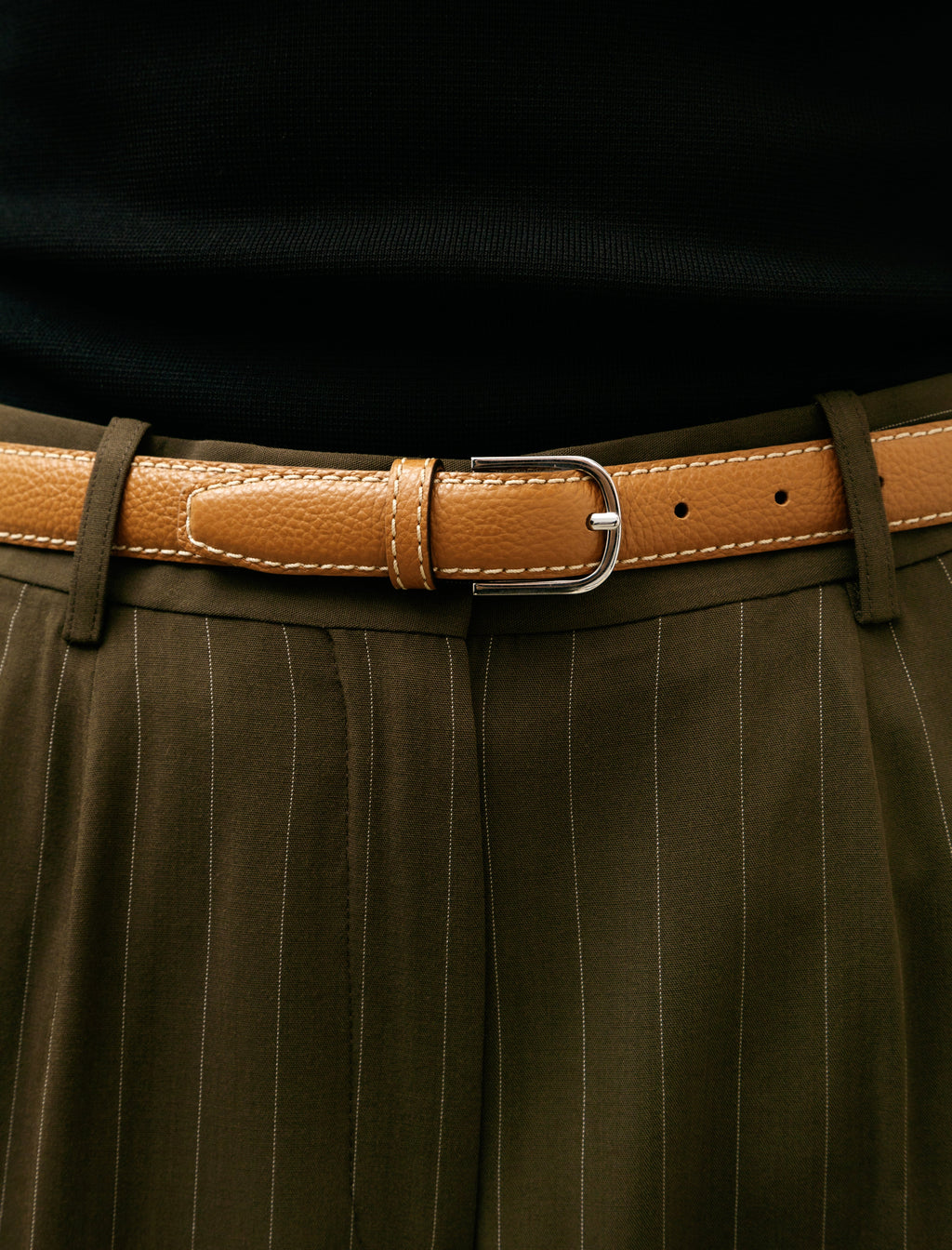 Totême Slim Grained Leather Trouser Belt - Tan