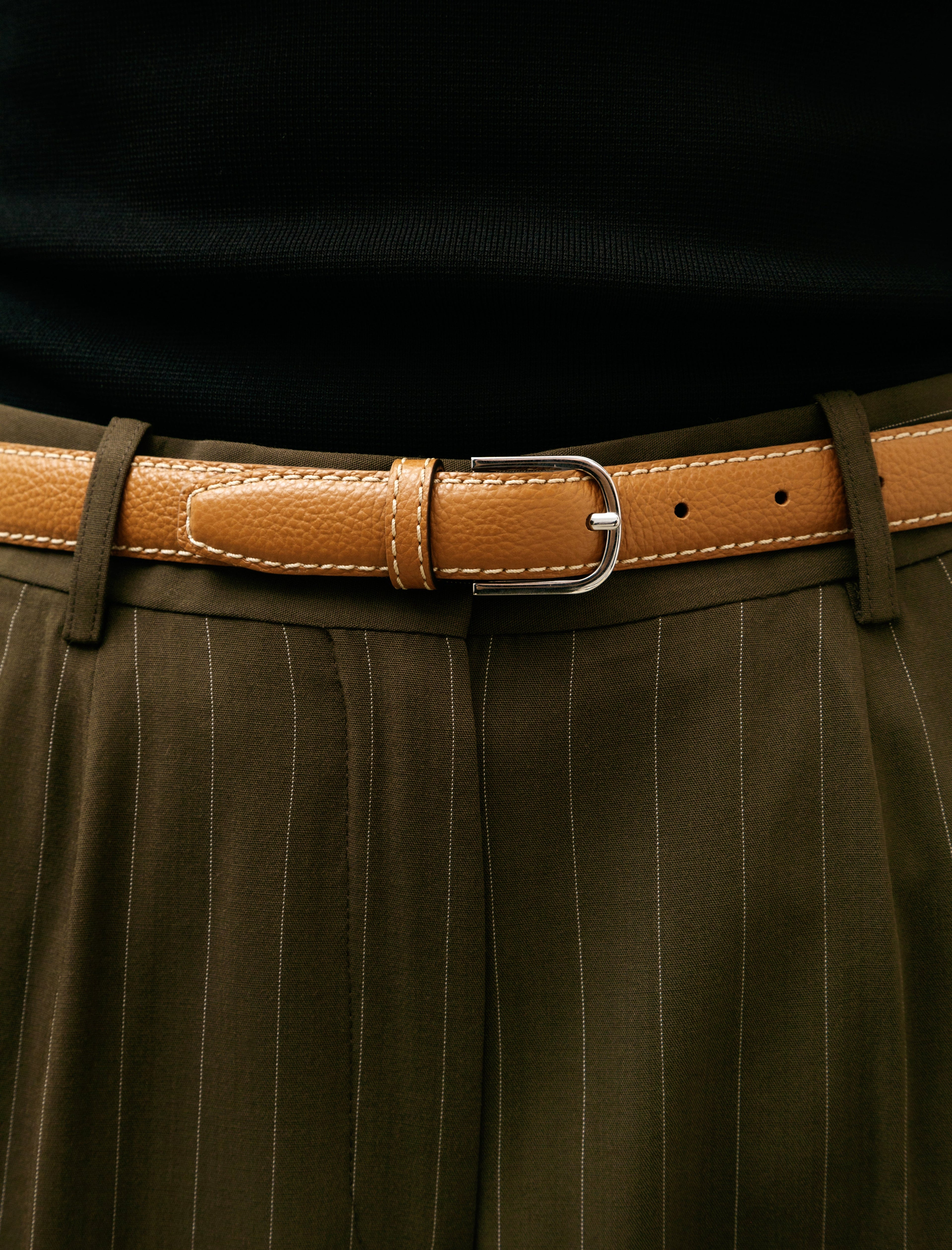 Totême Slim Grained Leather Trouser Belt - Tan