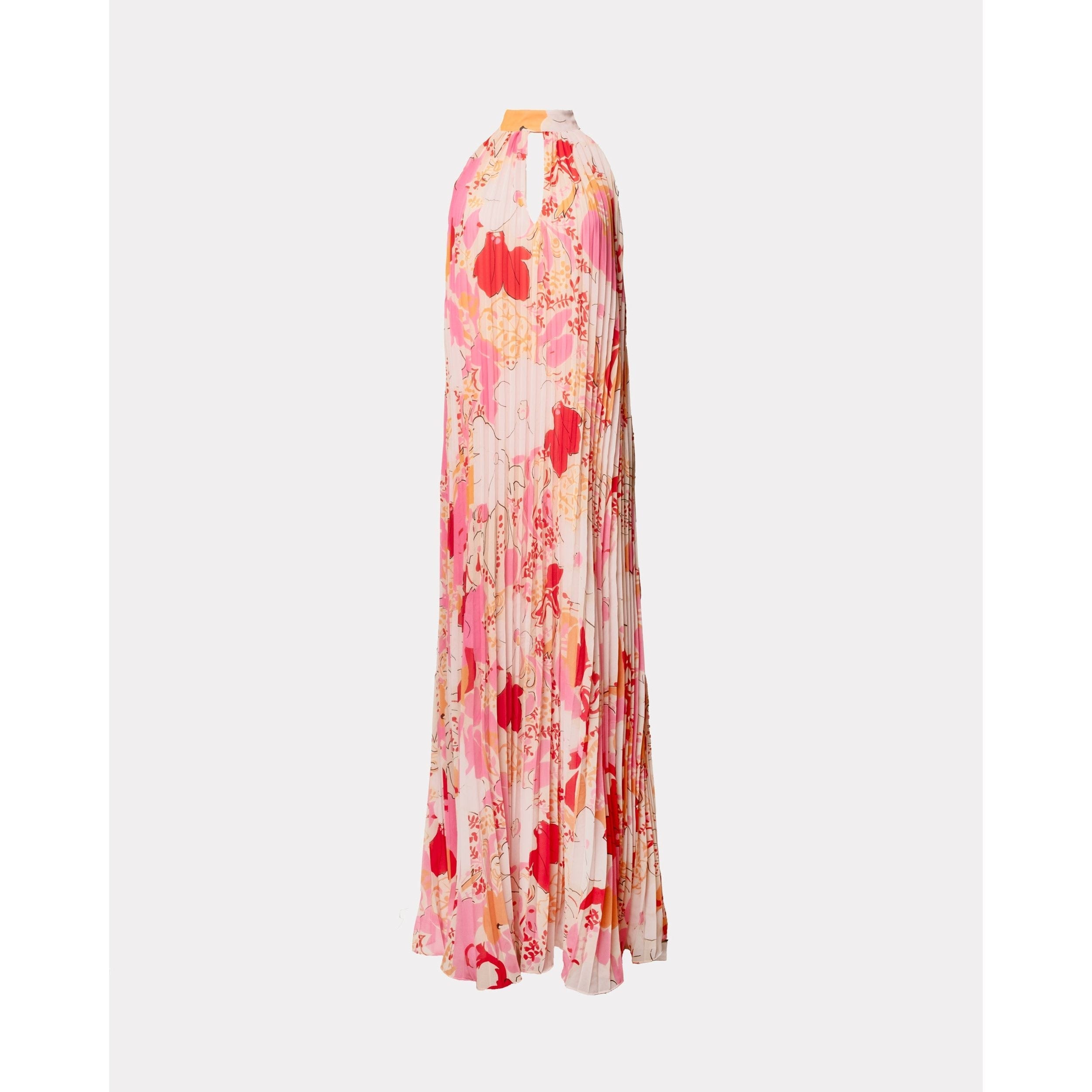 Frances Valentine Slim Pleated Maxi Dress Wild Tulip Poly - Pink/Multi