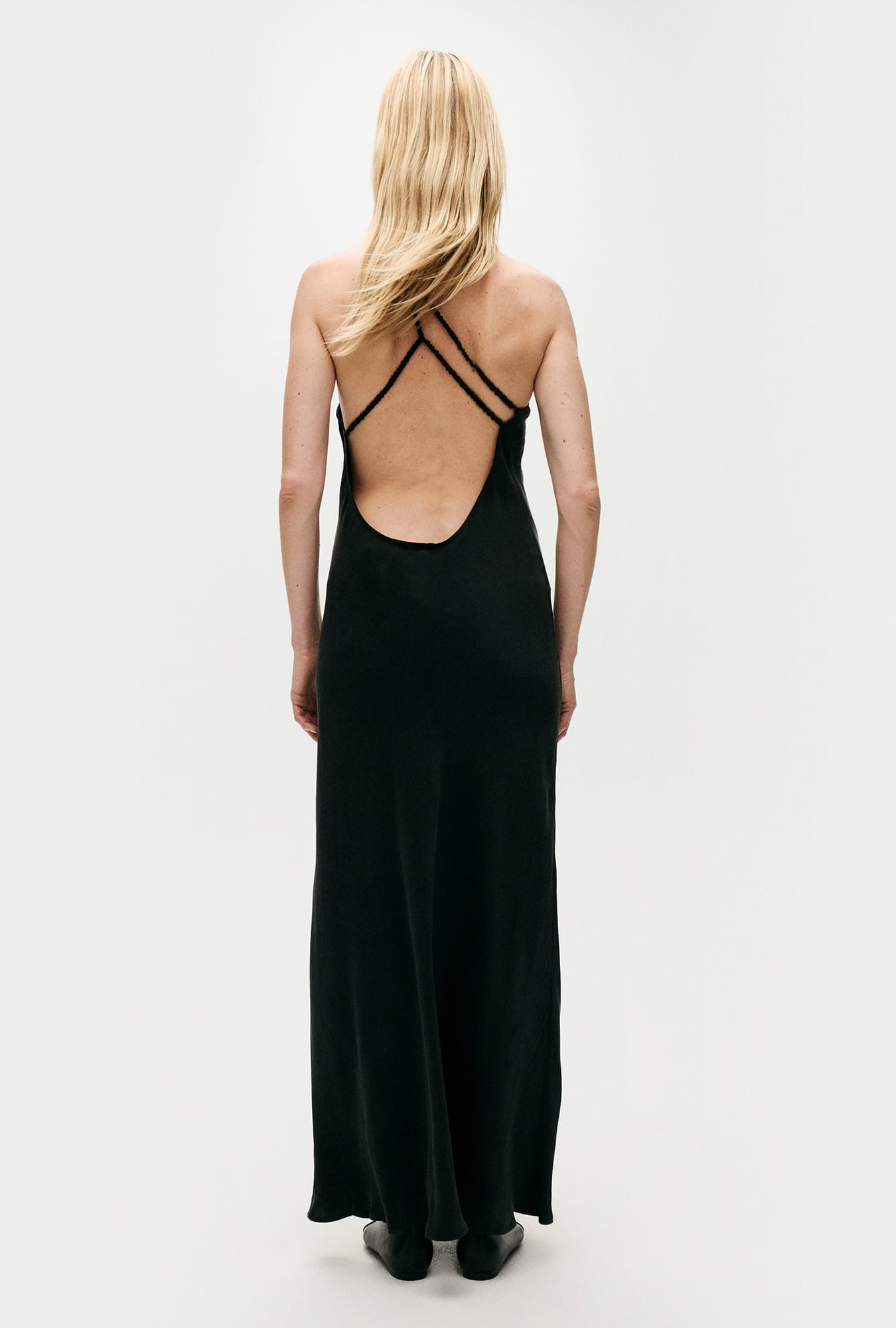 Silk Laundry Slope Dress - Black